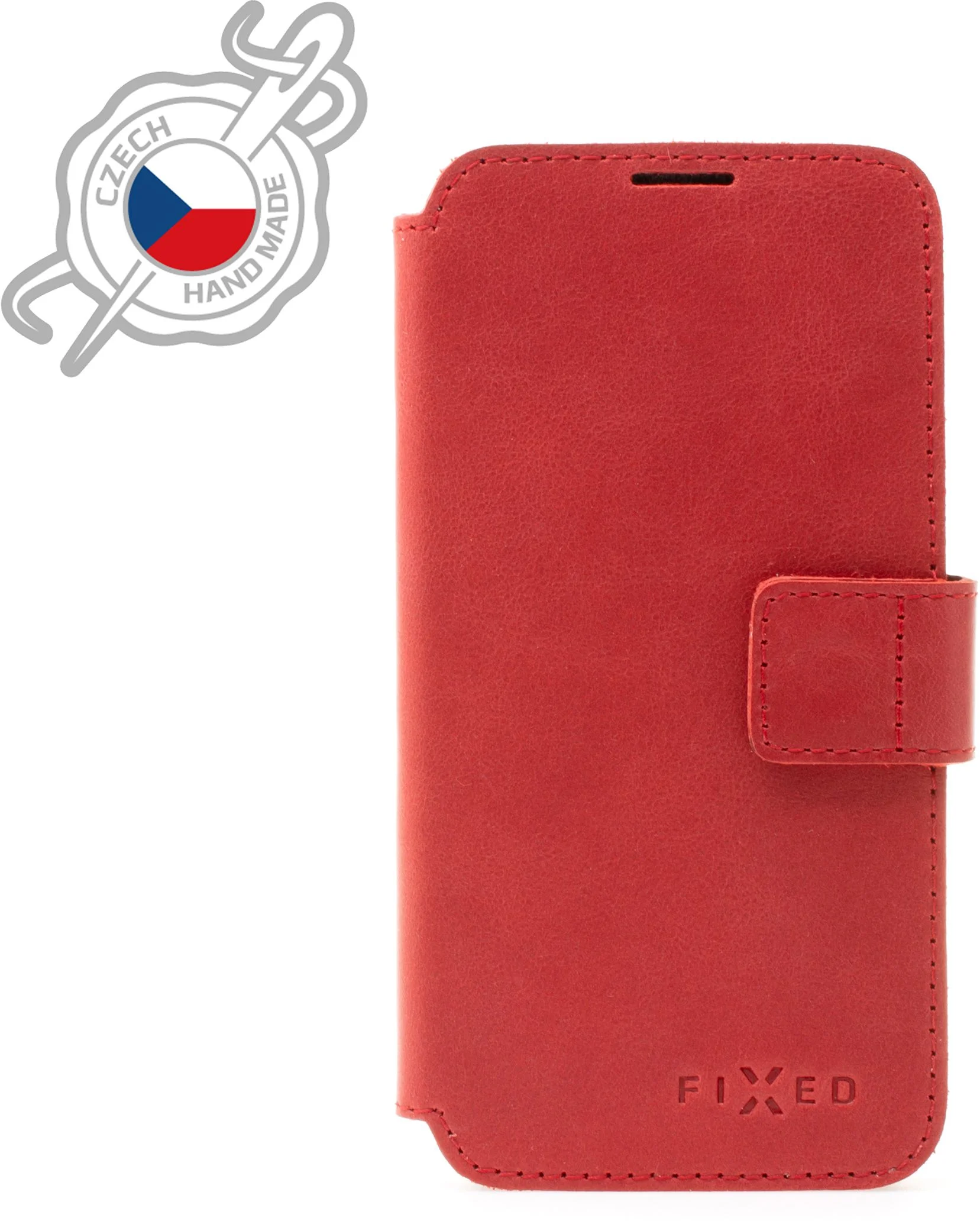 Kožené puzdro typu kniha FIXED ProFit pre Apple iPhone 13 Pro, červené