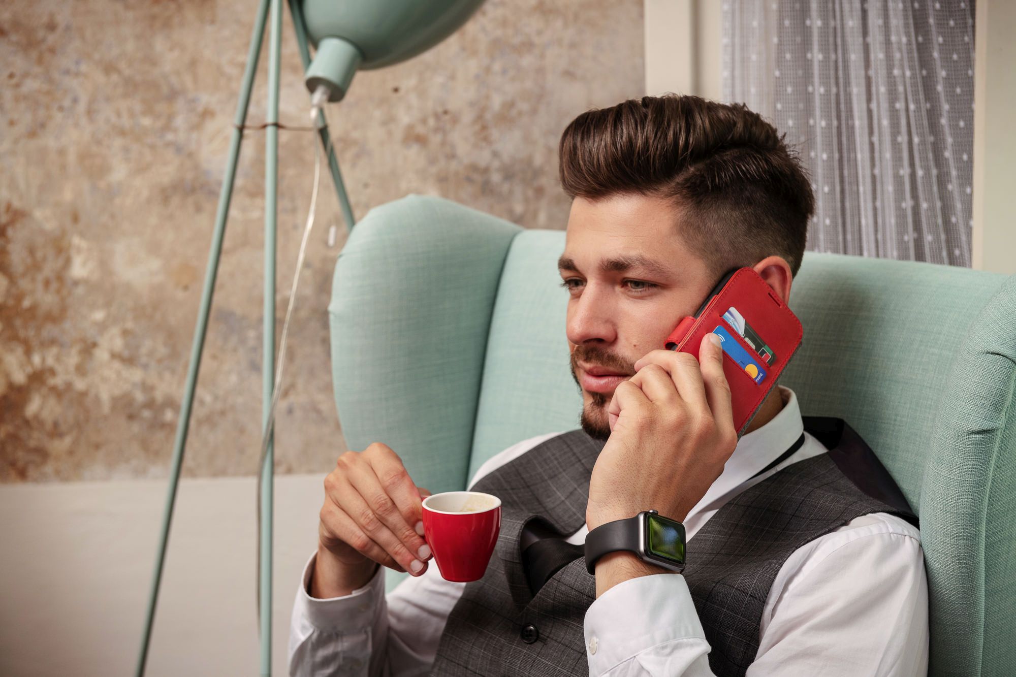 Kožené puzdro typu kniha FIXED ProFit pre Apple iPhone 14 Plus, hnedé
