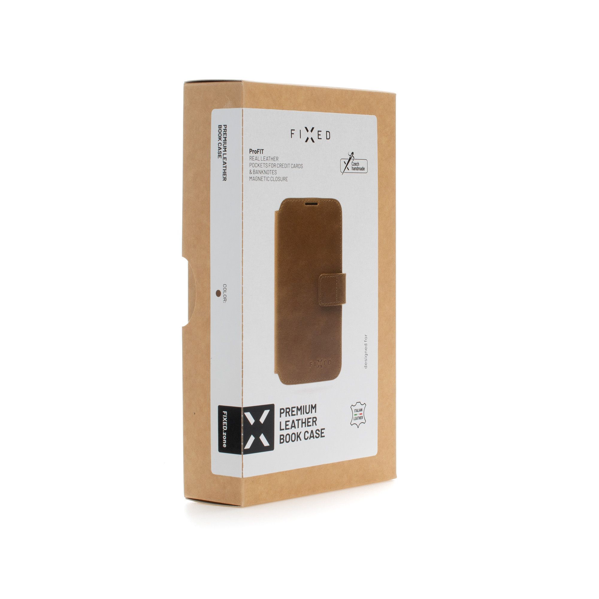 Kožené puzdro typu kniha FIXED ProFit pre Apple iPhone 14 Plus, hnedé
