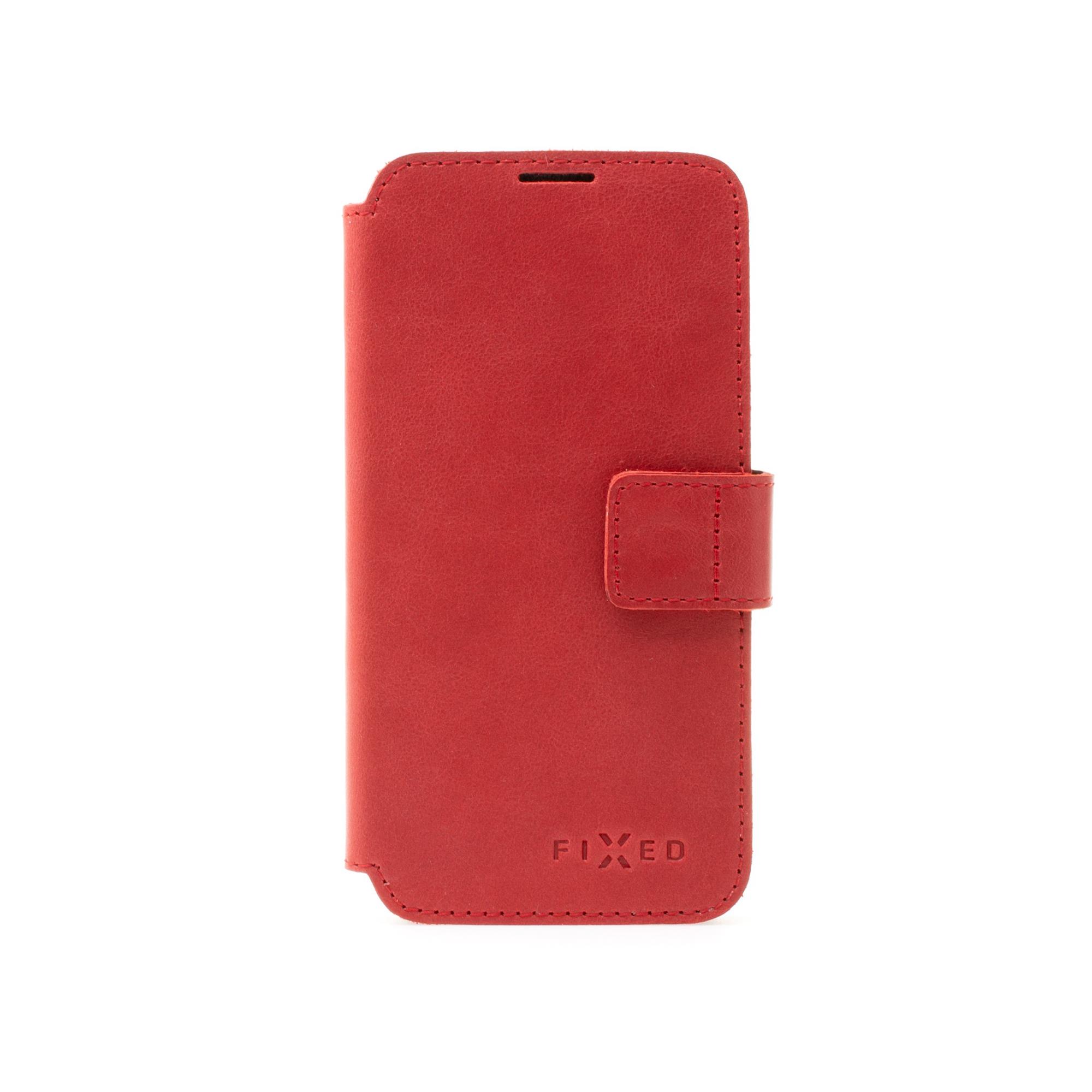 Kožené puzdro typu kniha FIXED ProFit pre Apple iPhone 14 Pro, červené