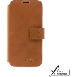 Kožené puzdro typu kniha FIXED ProFit pre Apple iPhone 16, hnedé