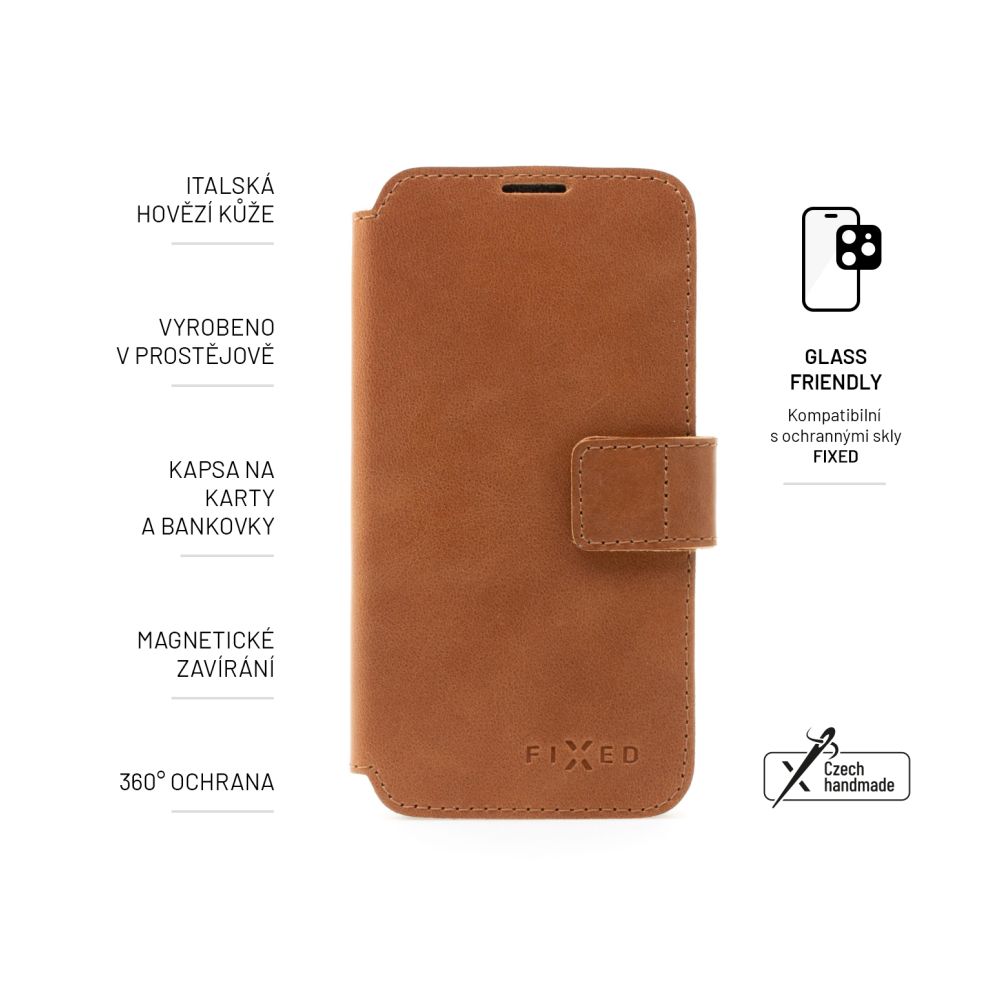 Kožené puzdro typu kniha FIXED ProFit pre Samsung Galaxy A34 5G, hnedé