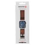 Kožený remienok Swissten pre Apple Watch 42–49 mm, hnedý  