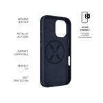 Kožený zadní kryt FIXED MagLeather s podporou MagSafe pro Apple iPhone 16, modrý