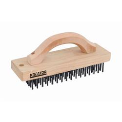 Kreator KRT561001 - Ruční drátěný ocelový kartáč 6-ti řadý, dřevěný 
