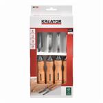 Kreator KRTH23603 - Sada dlát na drevo 6, 12, 18, 24mm 4ks drevená rukoväť