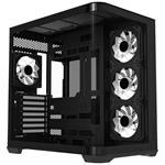 Krux skříň Tano ATX / 4x120 mm PWM ARGB fan / 2xUSB 3.0 / USB-C / panoramatická zaoblená/ černá