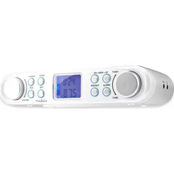 Kuchynské rádio NEDIS/ FM/ napájanie zo siete/ digitálne/ 1,5 W/ budík/ výstup na slúchadlá/ biela a strieborná