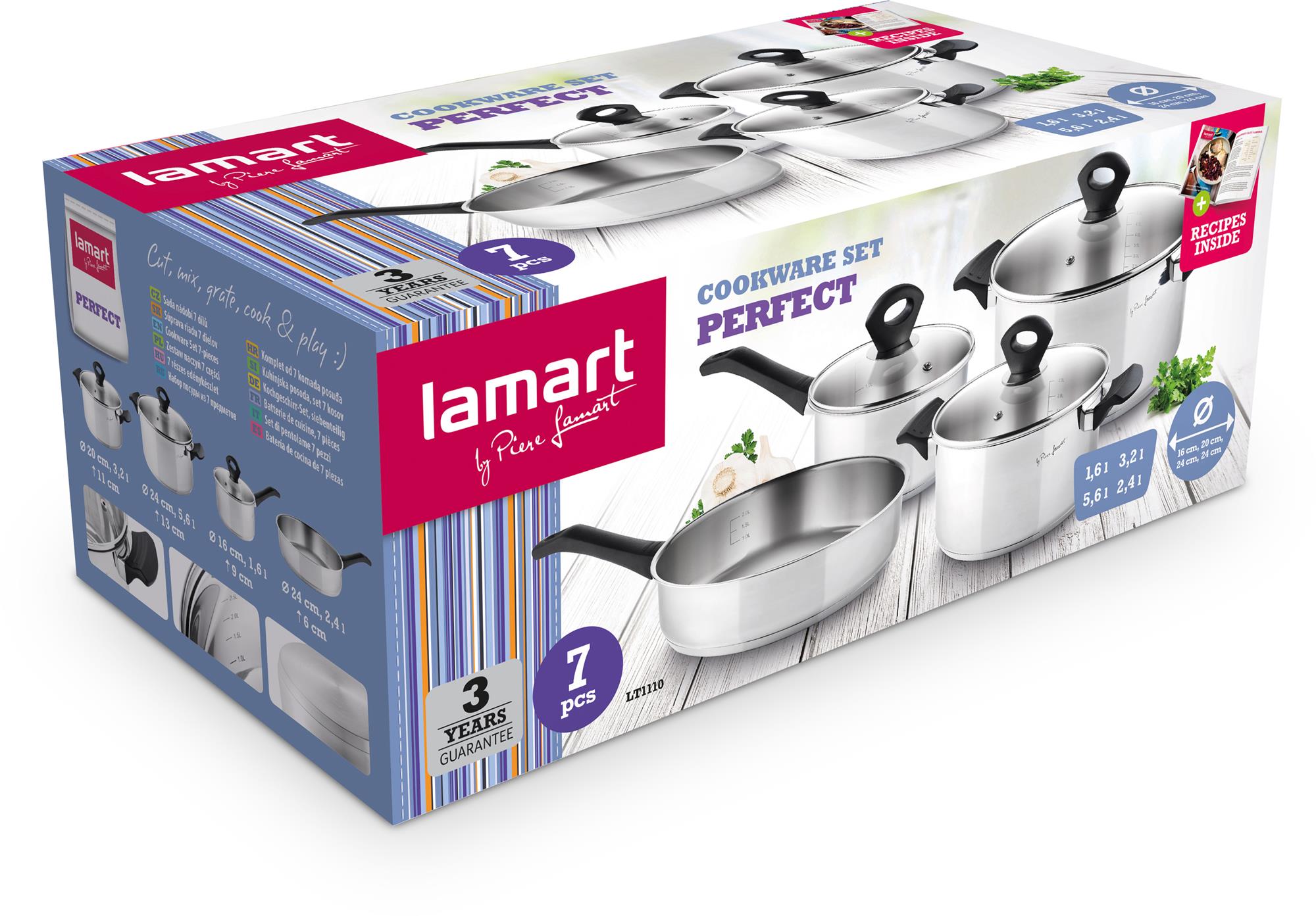 Lamart LT1110 7-dielna súprava riadu z nehrdzavejúcej ocele PERFECT
