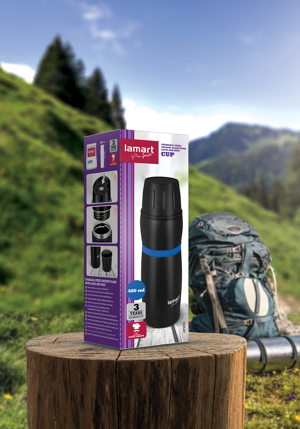 Lamart LT4053 Termoska CUP 480 ml, čierno-modrá
