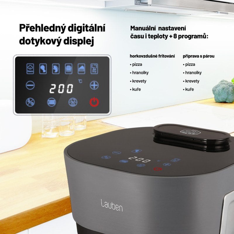 Lauben Glass & Steam Air Fryer 4500BG - horkovzdušná fritéza