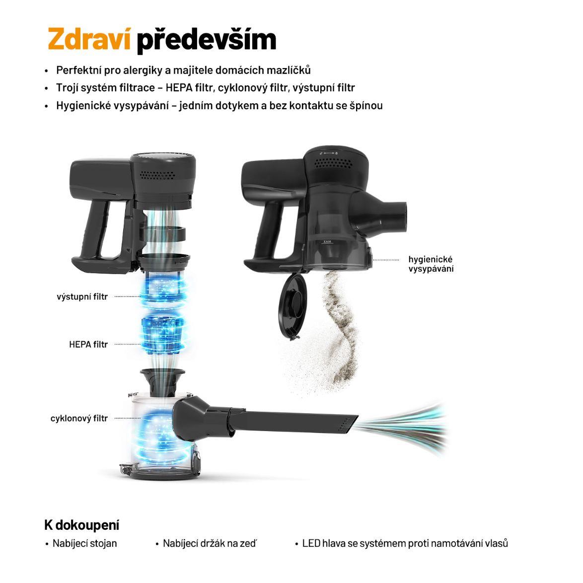 Lauben Stick Vacuum & Mop 3in1 Pet Deluxe 400BC - tyčový vysavač 3v1