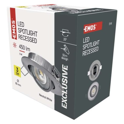 LED bodové svítidlo SIMMI stříbrné, kruh 5W neutr. bílá