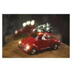 LED červené auto so Santom, 12,5 cm, 3x AA, vnútorné, teplá biela