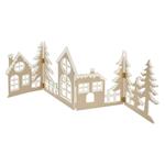 LED dekorace dřevěná - vesnička, 60 cm, 2x AA, teplá bílá, časovač