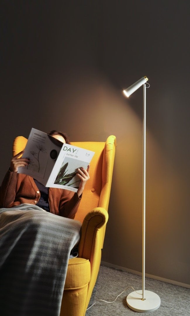 LED podlahová lampa Immax TIT, bílá se stříbrnými prvky, CCT
