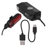 LED predná zadná dobíjacia baterka na bicykel P3923, 90 lm