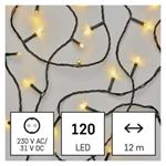 LED vánoční řetěz zelený, 12 m, venkovní i vnitřní, teplá bílá