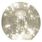 LED vánoční skleněná koule – zlatá, 15 cm, 3x AA, vnitřní, teplá bílá, časovač