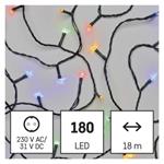 LED vianočná reťaz, 18 m, vnútorná a vonkajšia, viacfarebná, časovač