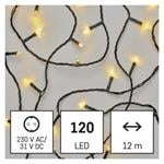 LED vianočná reťaz zelená, 12 m, vnútorná a vonkajšia, teplá biela