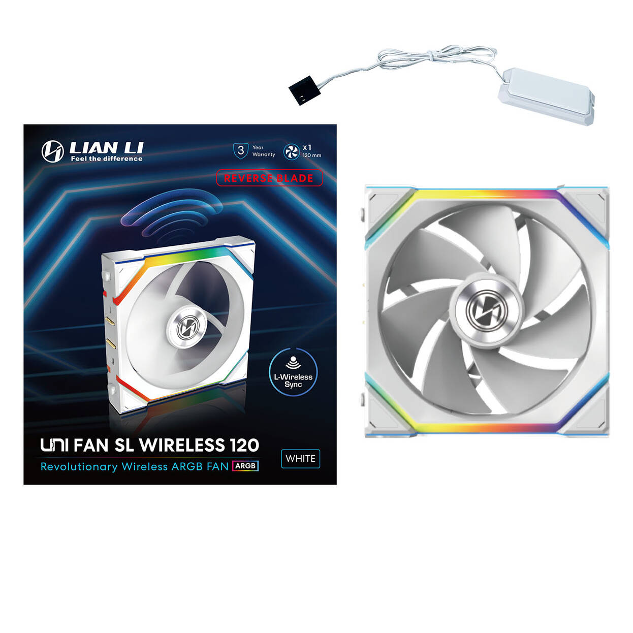 Lian Li UNI FAN SL Wireless 120mm Reverse Blade, bílá