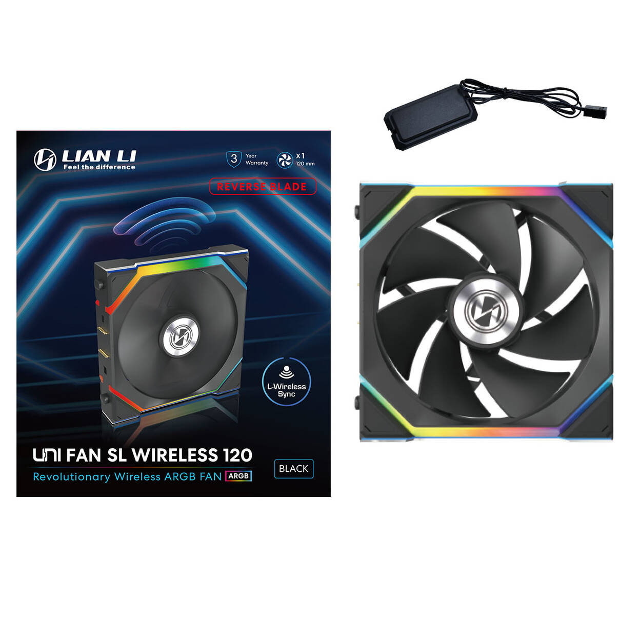 Lian Li UNI FAN SL Wireless Reverse 120mm, černá