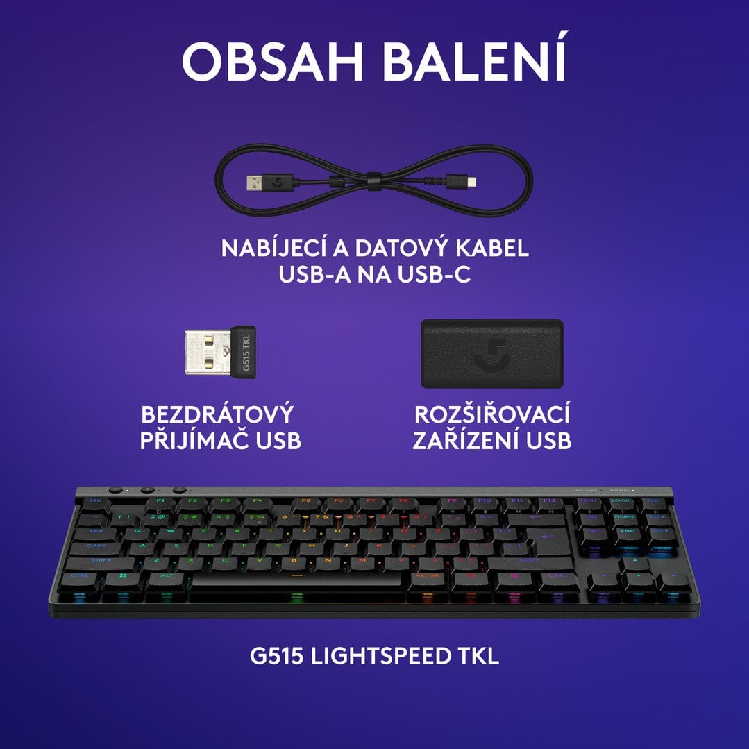 Logitech G515 TKL Lightspeed Tactile Black - CZ/SK
