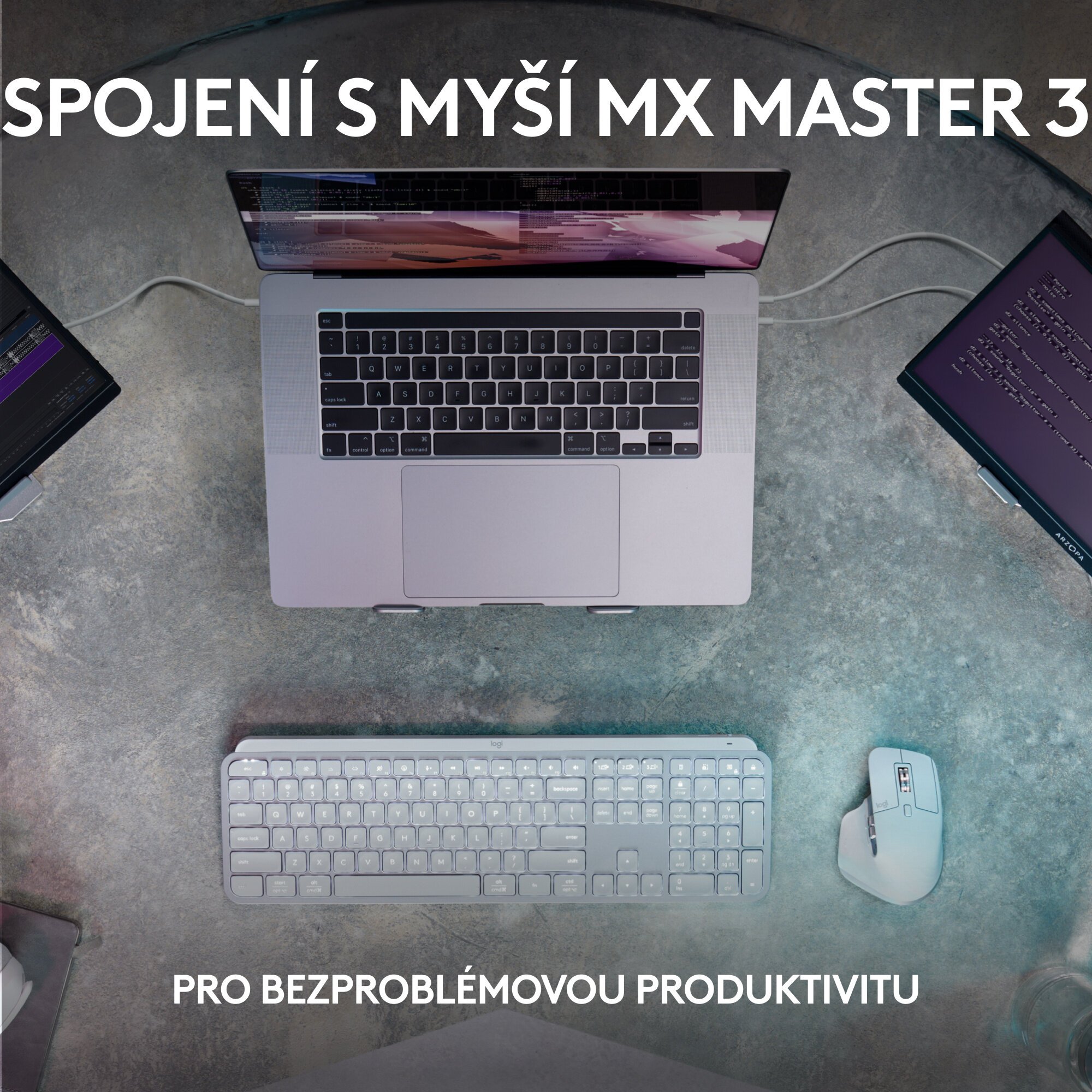 Logitech klávesnice Wireless MX Keys S, US, INTL, bezdrátová, Pale Grey, Bolt