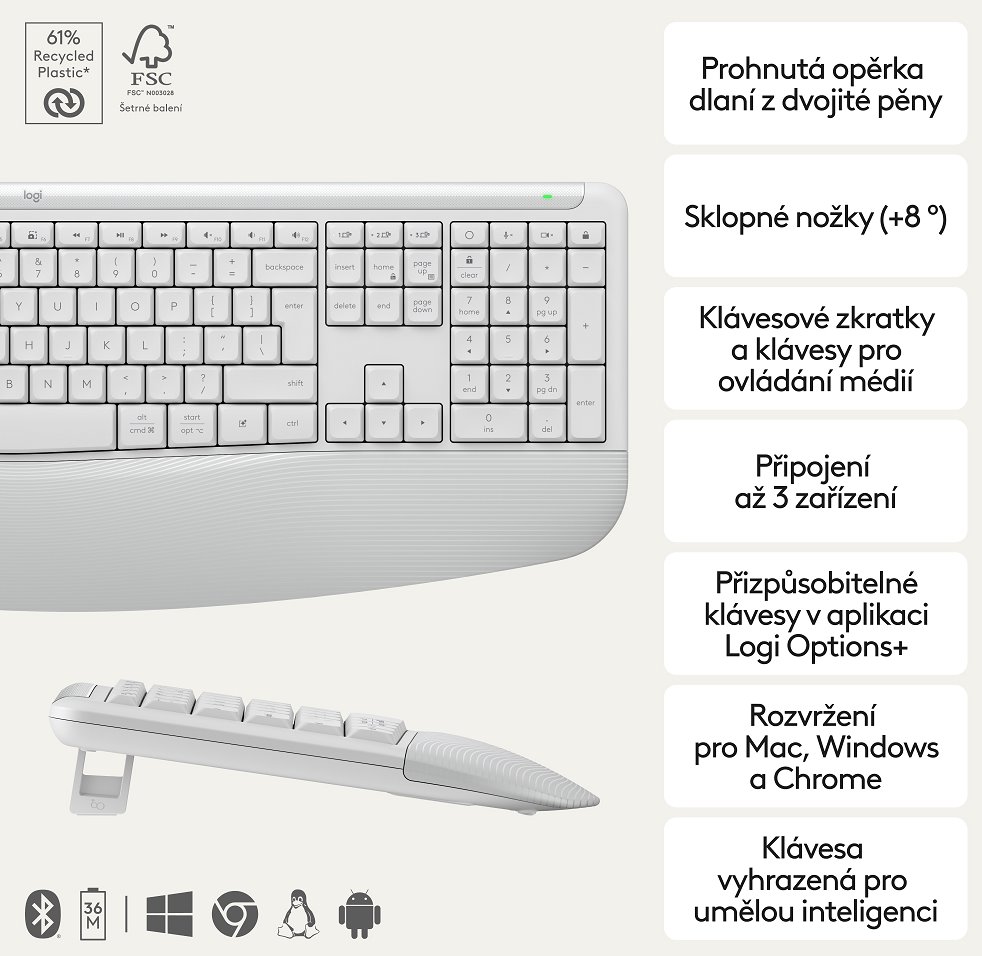 Logitech MK880 US INTL, bezdrôtová klávesnica a myš, biela