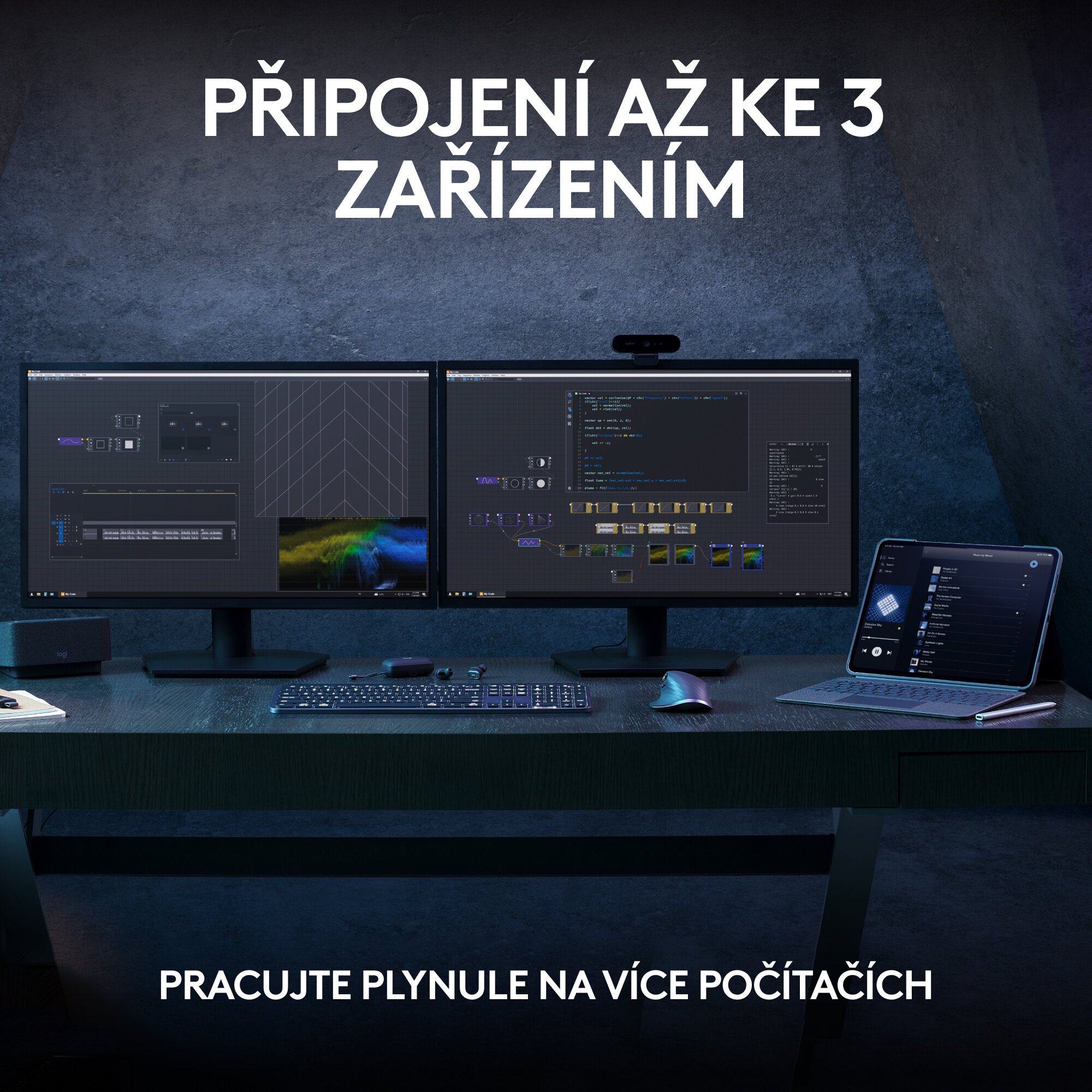 Logitech MX Keys S, CZ, bezdrátová klávesnice, černá/grafitová