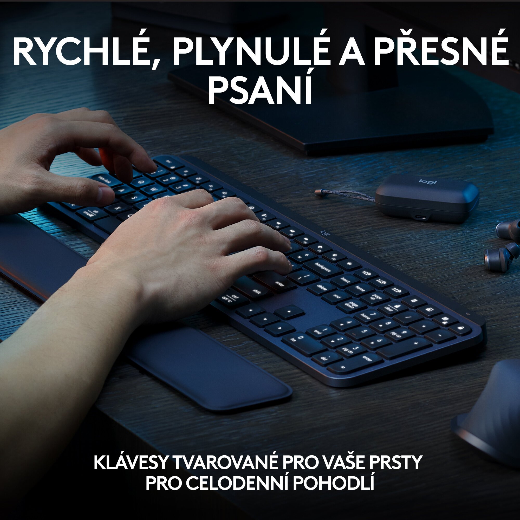 Logitech MX Keys S, CZ, bezdrôtová klávesnica, čierna/grafitová