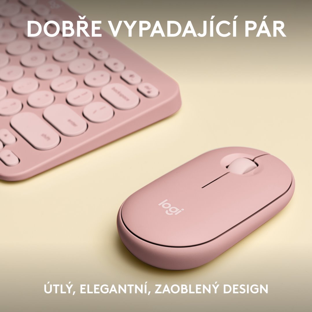 Logitech Pebble 2 Combo, bezdrôtová klávesnica a myš, ružová