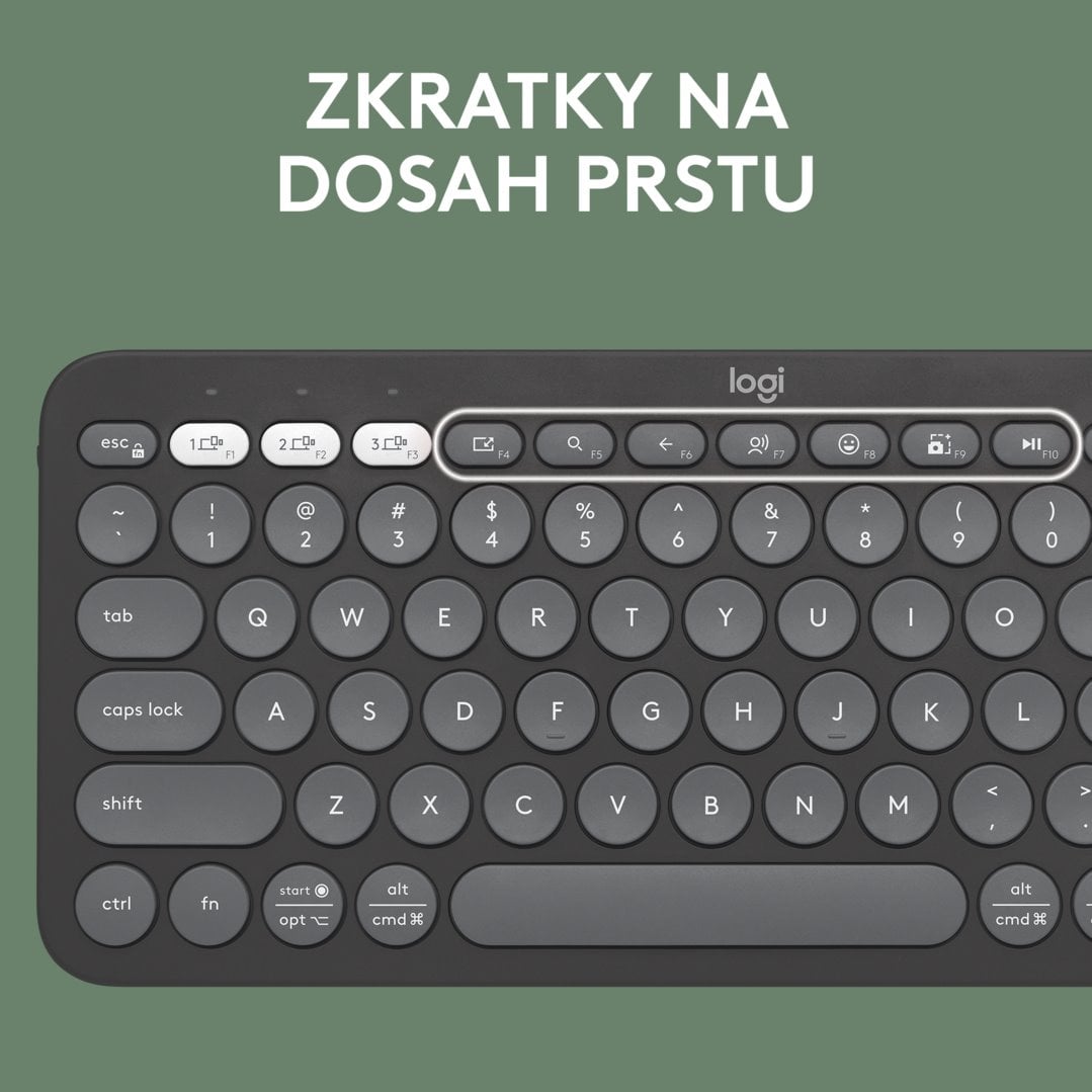 Logitech Pebble Keys 2 K380s, US, bezdrátová klávesnice, grafitová