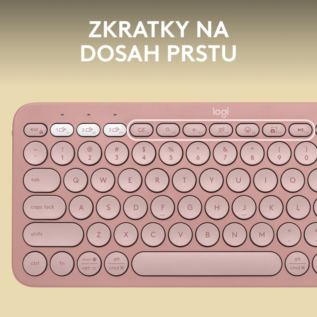 Logitech Pebble Keys 2 K380s, US, bezdrátová klávesnice, růžová