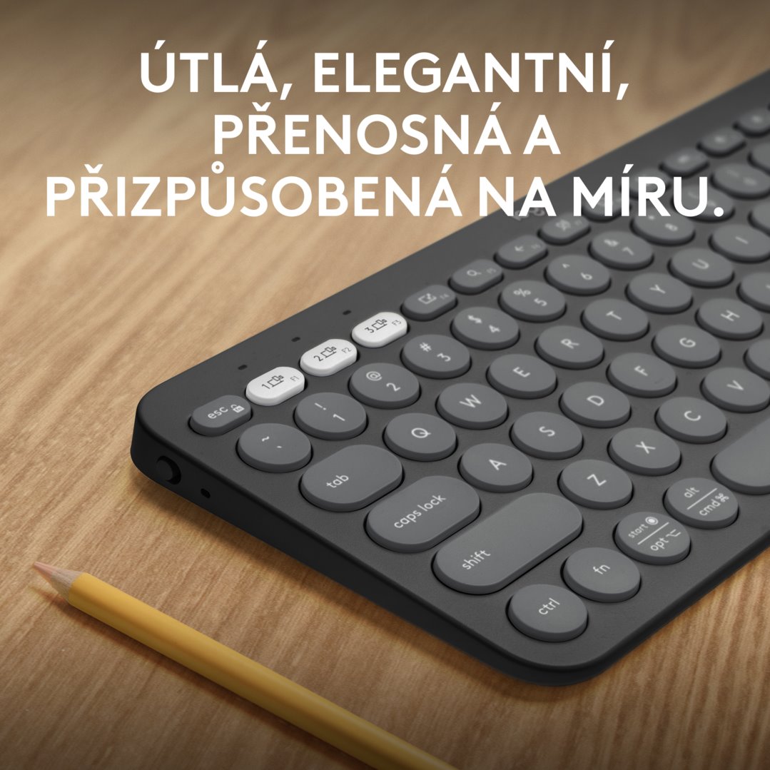 Logitech Pebble Keys 2 K380s, US, bezdrôtová klávesnica, grafitová