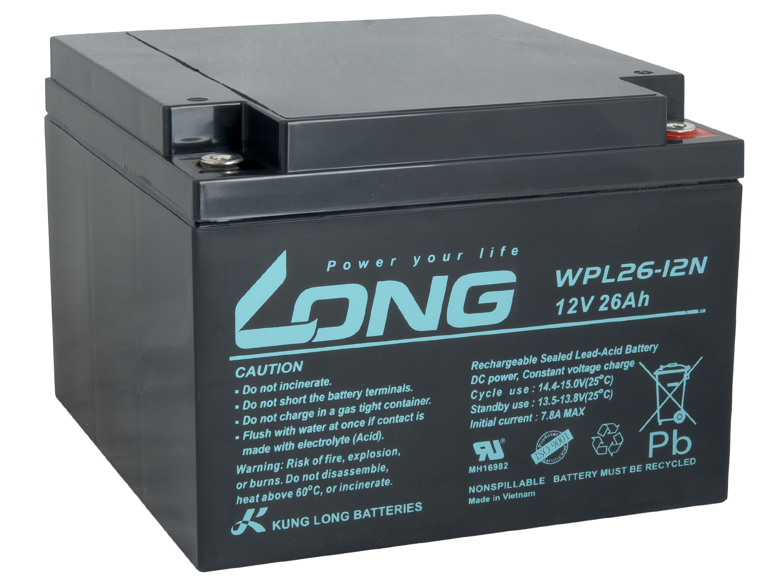 LONG batéria 12V 26Ah M5 LongLife 12 rokov (WPL26-12N)