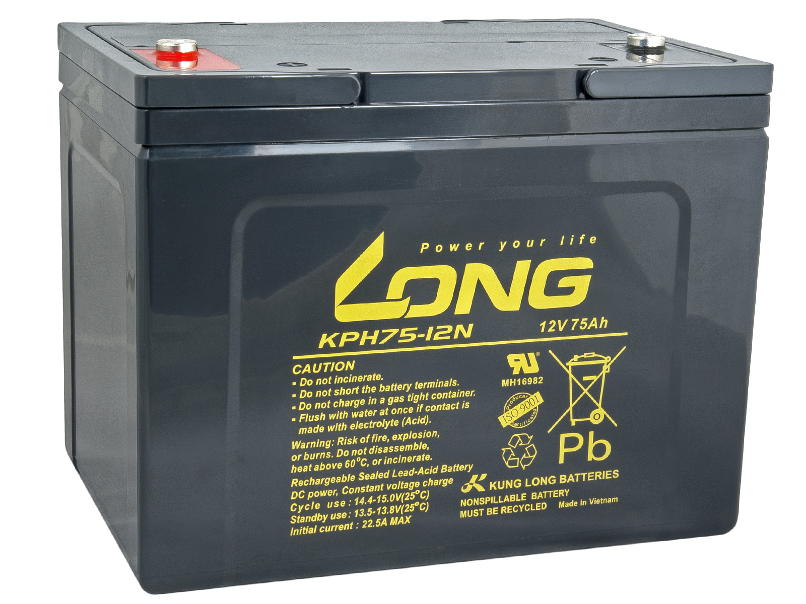LONG batéria 12V 75Ah M6 HighRate LongLife 12 rokov (KPH75-12N)