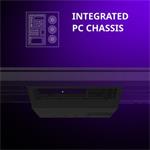 LORGAR stůl s volitelnou výškou, vestavěnou skříní pro PC, bezdrátovou nabíječkou, RGB a USB porty, dřevěná deska