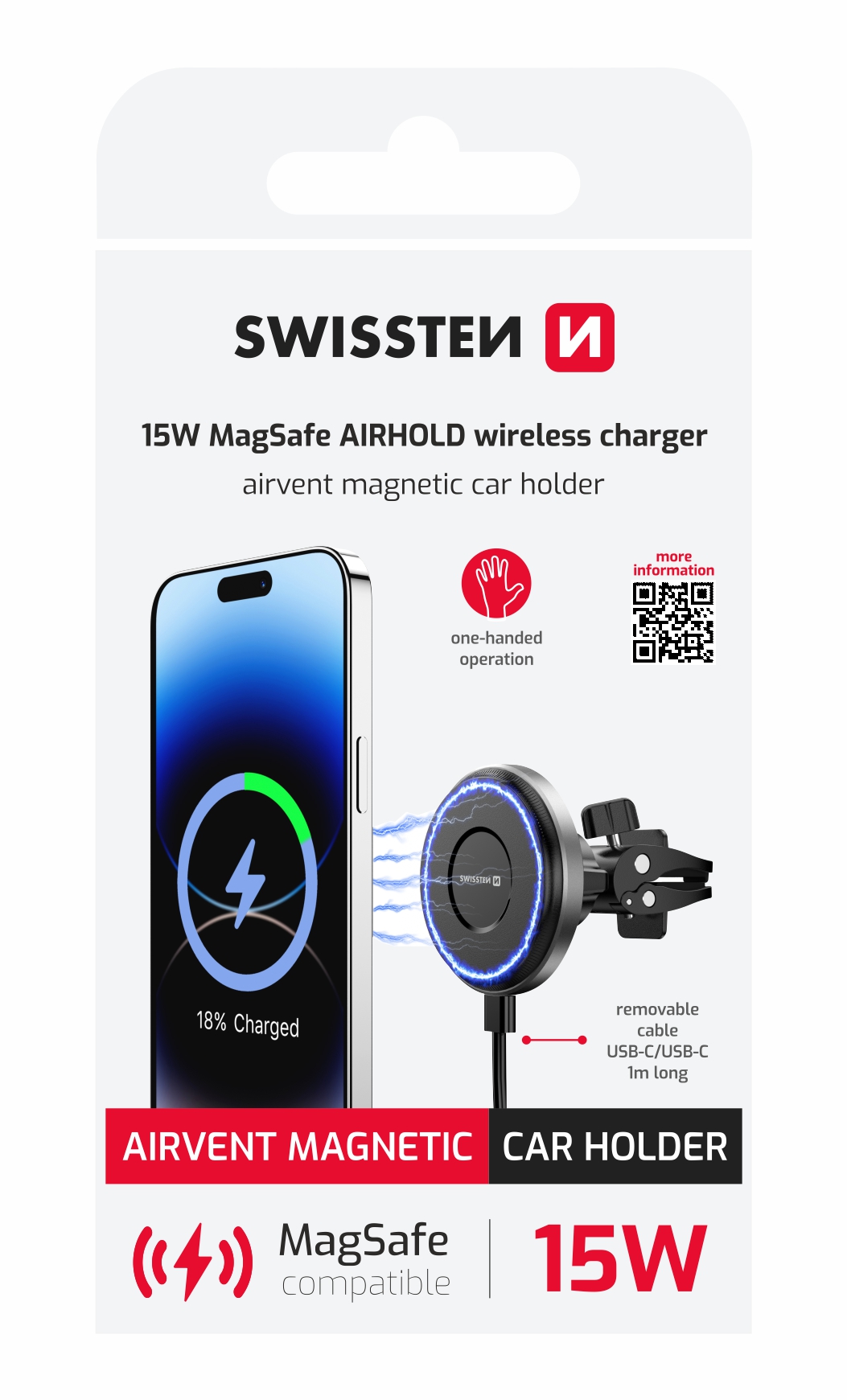 Magnetický držiak Swissten do ventilačného otvoru s funkciou nabíjania