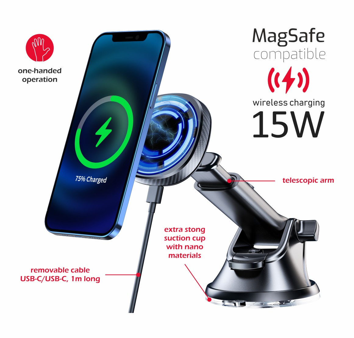 Magnetický držiak Swissten s nabíjaním 15 W