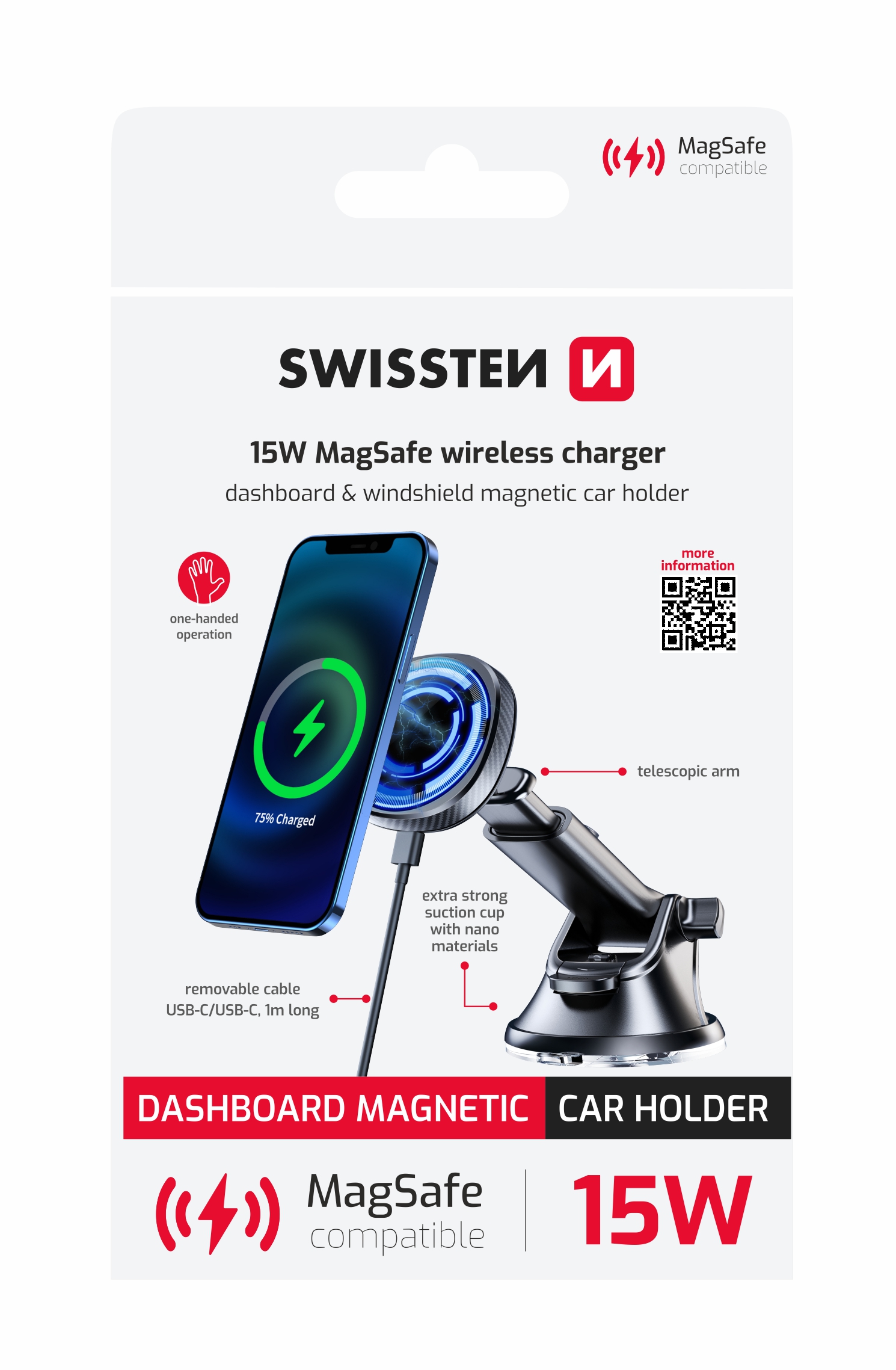 Magnetický držiak Swissten s nabíjaním 15 W