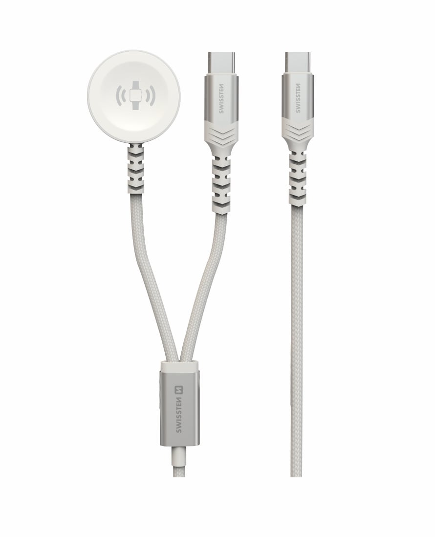 Magnetický kábel Swissten pre Apple Watch + USB-C, biely