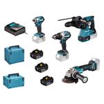 MAKITA Aku sada DGA504+DHR243+DHP489+DTD173 Li-ion LXT 18V/5,0Ah