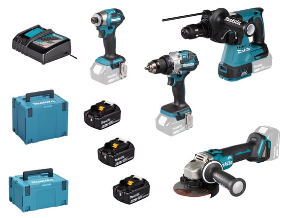 MAKITA Aku súprava DGA504+DHR243+DHP489+DTD173 Li-ion LXT 18V/5,0Ah