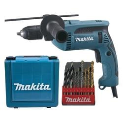 Makita HP1641K1X príklepová vŕtačka s kufríkom, rýchloupínací kľúč 1,5-13mm, 680W