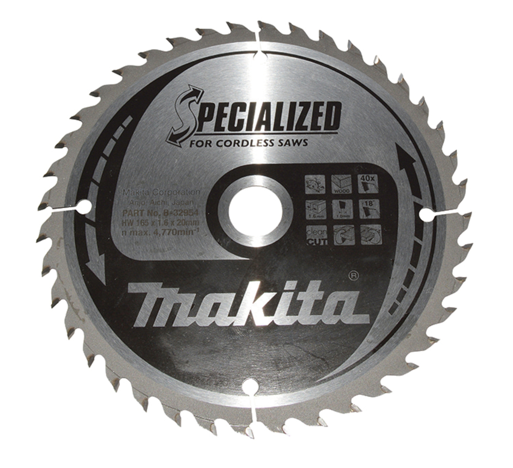 MAKITA kotouč pilový dřevo SPECIALIZED 165x1.6x20mm 40Z pro aku pily = old B-
