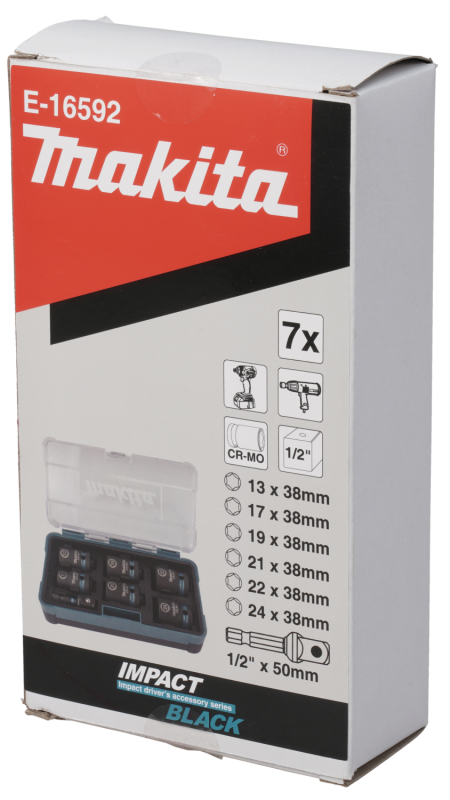 MAKITA sada nástrčných kľúčov štvorhranných 1/2" IMPACT BLACK 7 ks v plastovej krabici
