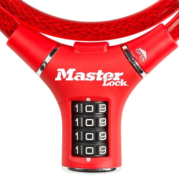 Master Lock Ocelové kombinační lanko na kolo 8229EURDPRORED - 0,9m červené