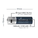 MediaRange Nabíjacia batéria USB-C Li-Ion Mignon AA, 1,5 V, 1400 mAh, 4 ks